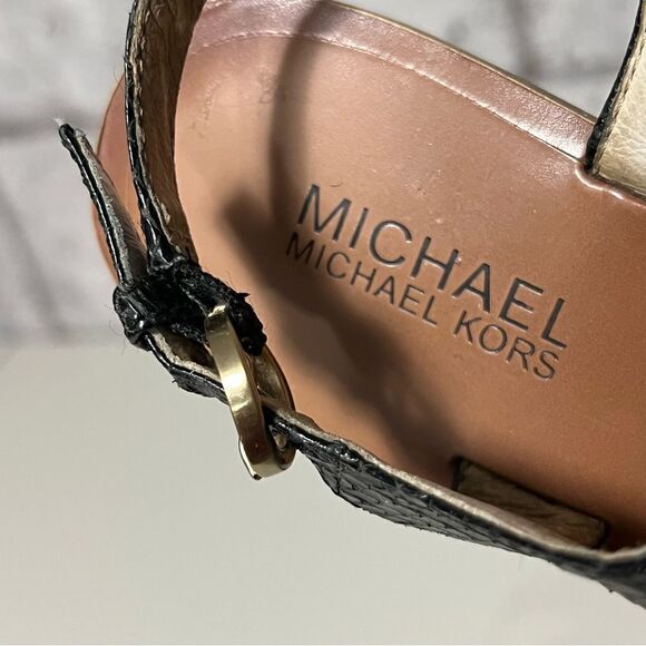 Michael Kors Plate Genuine Snakeskin Upper Leather Thong Sandals - Picture 10 of 13